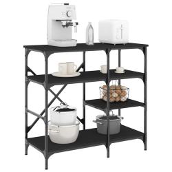 Support de boulanger noir 90x40x84 cm bois ing&eacute;nierie et m&eacute;tal