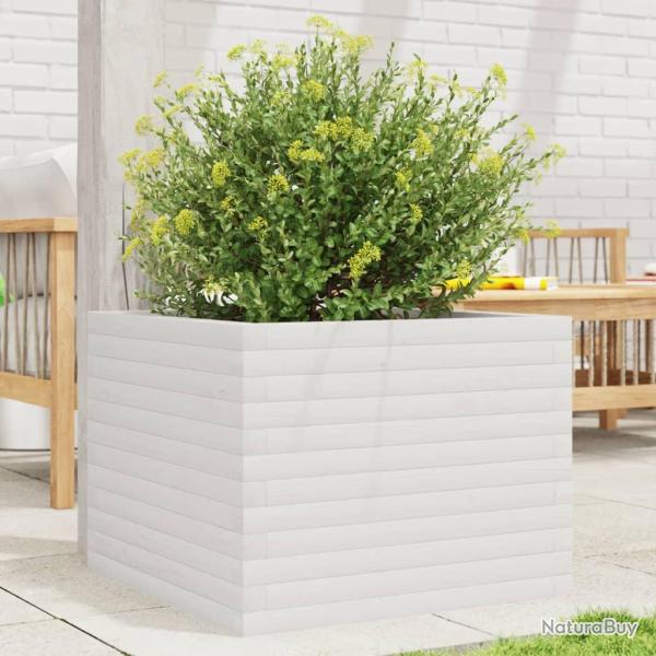 Jardini�re blanc 60x60x45,5 cm bois de pin massif