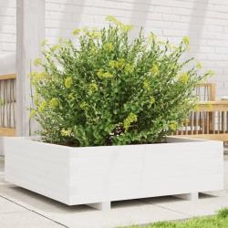 Jardini&egrave;re blanc 80x80x26,5 cm bois de pin massif