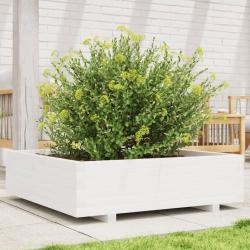 Jardini&egrave;re blanc 90x90x26,5 cm bois de pin massif