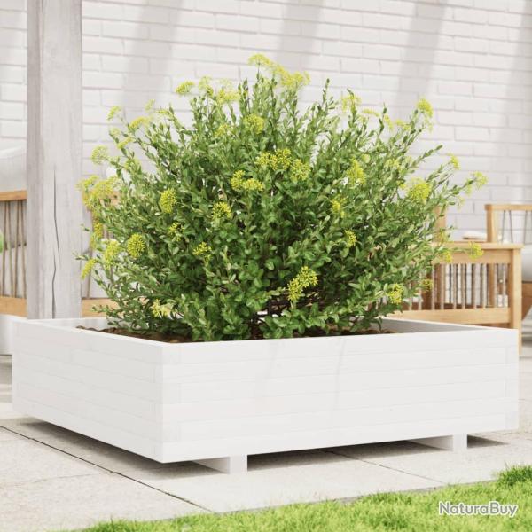 Jardini�re blanc 90x90x26,5 cm bois de pin massif