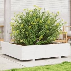 Jardini&egrave;re blanc 100x100x26,5 cm bois de pin massif