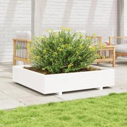 Jardini&egrave;re blanc 110x110x26,5 cm bois de pin massif