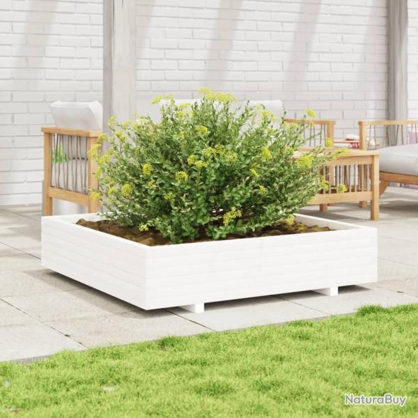 Jardini�re blanc 110x110x26,5 cm bois de pin massif
