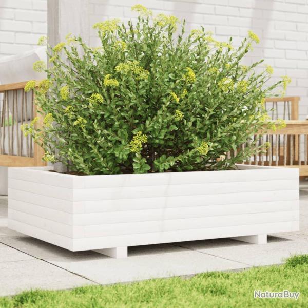 Jardini�re blanc 90x60x26,5 cm bois de pin massif