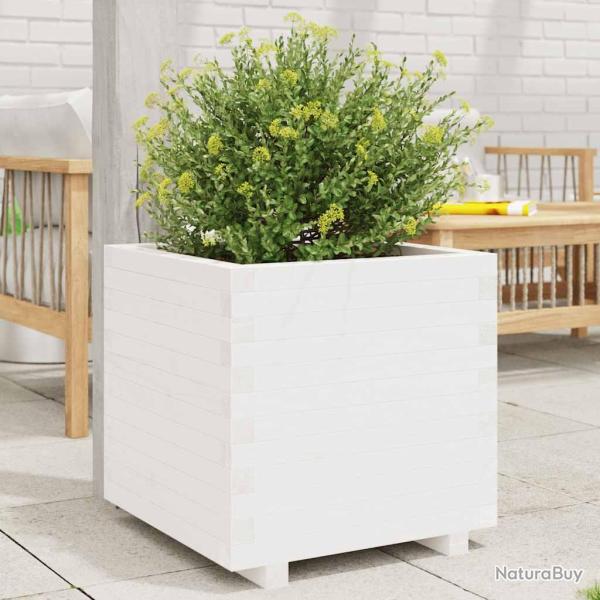 Jardini�re blanc 50x50x49,5 cm bois de pin massif