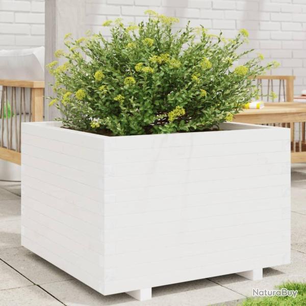 Jardini�re blanc 70x70x49,5 cm bois de pin massif