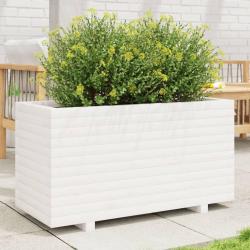 Jardini&egrave;re blanc 90x40x49,5 cm bois de pin massif