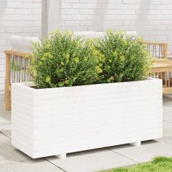 Jardini&egrave;re blanc 110x40x49,5 cm bois de pin massif