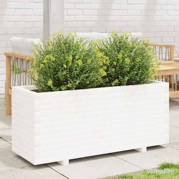 Jardini�re blanc 110x40x49,5 cm bois de pin massif