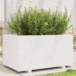 Jardini&egrave;re blanc 90x60x49,5 cm bois de pin massif