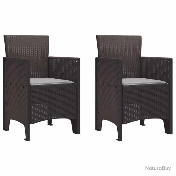 Chaise de 2 pcs Marron Polypropyl�ne