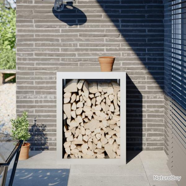 Portant de bois de chauffage blanc 60x40x80 cm acier