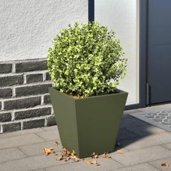 Jardini&egrave;re vert olive 30x30x30 cm acier