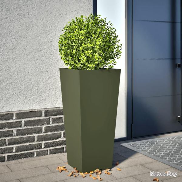 Jardini�re vert olive 35x35x75 cm acier
