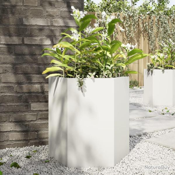 Jardini�re blanc hexagone 46x40x45 cm acier