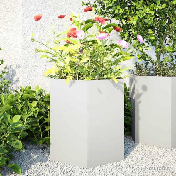 Jardini�res 2 pcs blanc hexagone 46x40x45 cm acier