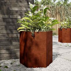 Jardini&egrave;res 2 pcs hexagone 46x40x45 cm acier patinable