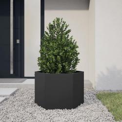 Jardini&egrave;re noir hexagone 69x60x45 cm acier