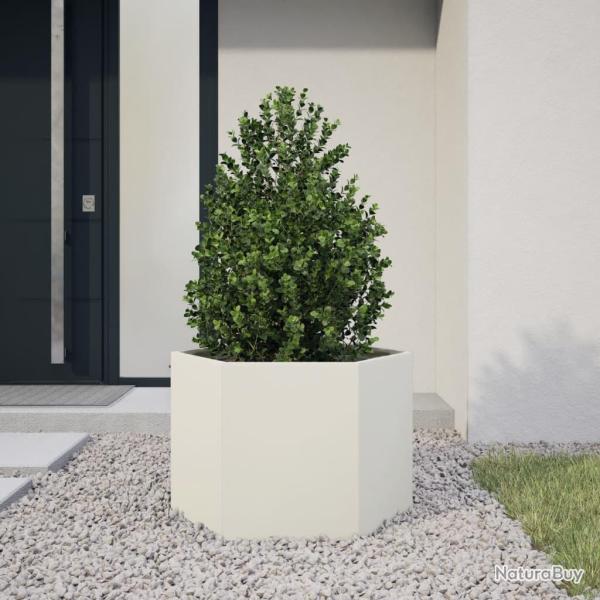 Jardini�re blanc hexagone 69x60x45 cm acier