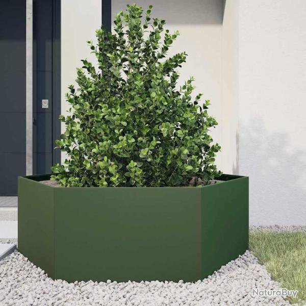 Jardini�re vert olive hexagone 138x120x45 cm acier