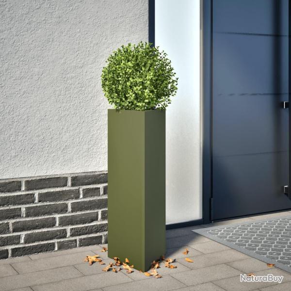 Jardini�re vert olive triangulaire 30x26x75 cm acier