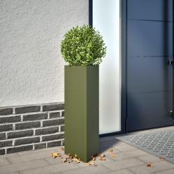 Jardini&egrave;res 2 pcs vert olive triangulaire 30x26x75 cm acier