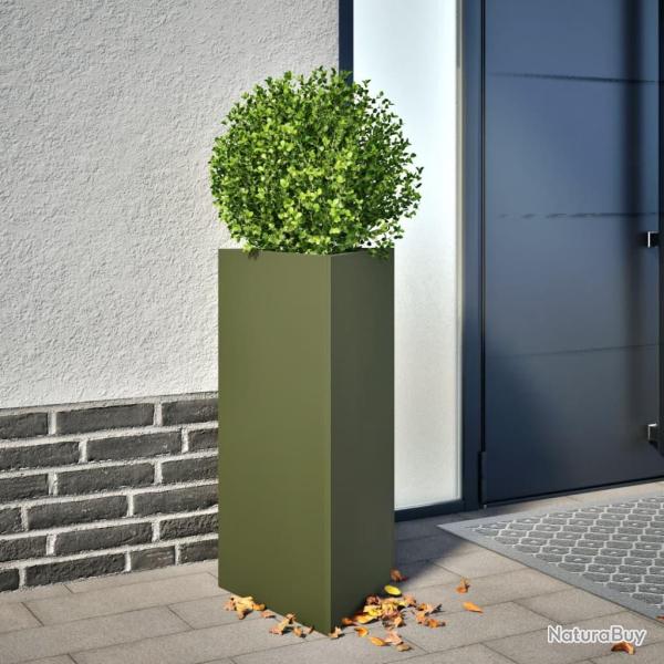 Jardini�re vert olive triangulaire 40x34,5x75 cm acier
