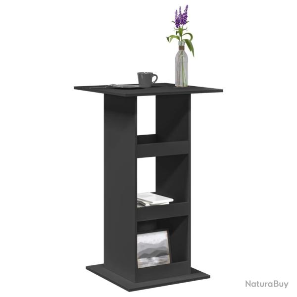 Table de bar avec rangement noir 60x60x102 cm bois d'ing�nierie