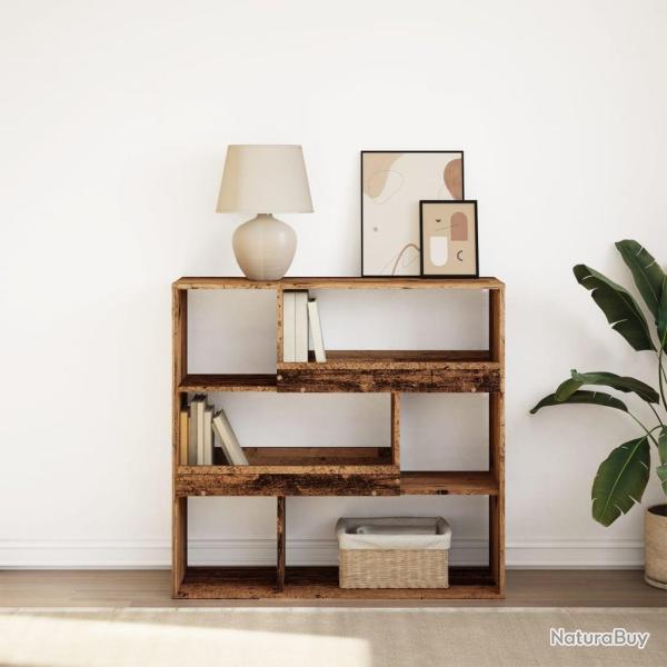 Biblioth�que/S�parateur de pi�ce vieux bois 100x33x94,5 cm