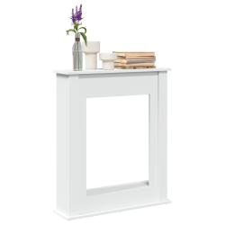 Cadre de chemin&eacute;e blanc 75x20x87,5 cm bois d'ing&eacute;nierie