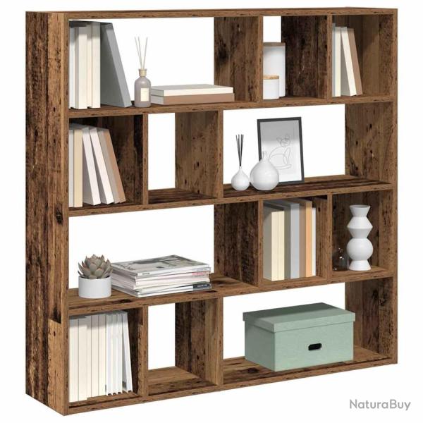 Biblioth�que/S�parateur de pi�ce vieux bois 105x24x102 cm