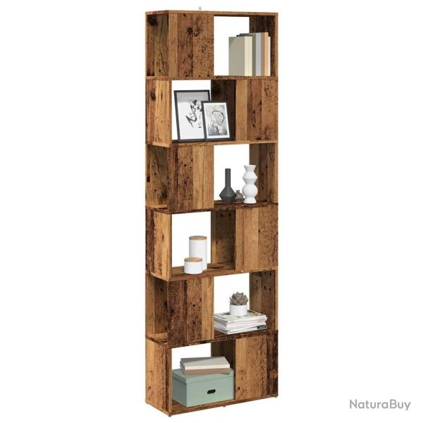 Biblioth�que/S�parateur de pi�ce vieux bois 60x24x186 cm