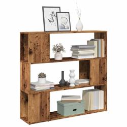 Biblioth&egrave;que/S&eacute;parateur de pi&egrave;ce vieux bois 100x24x94 cm
