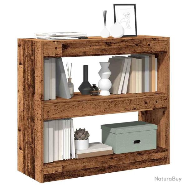 Biblioth�que/S�parateur de pi�ce vieux bois 80x30x72 cm