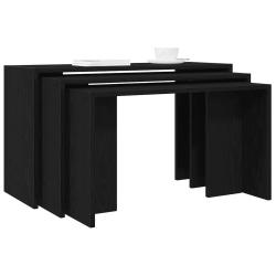 Tables gigognes 3 pcs noir bois d'ing&eacute;nierie