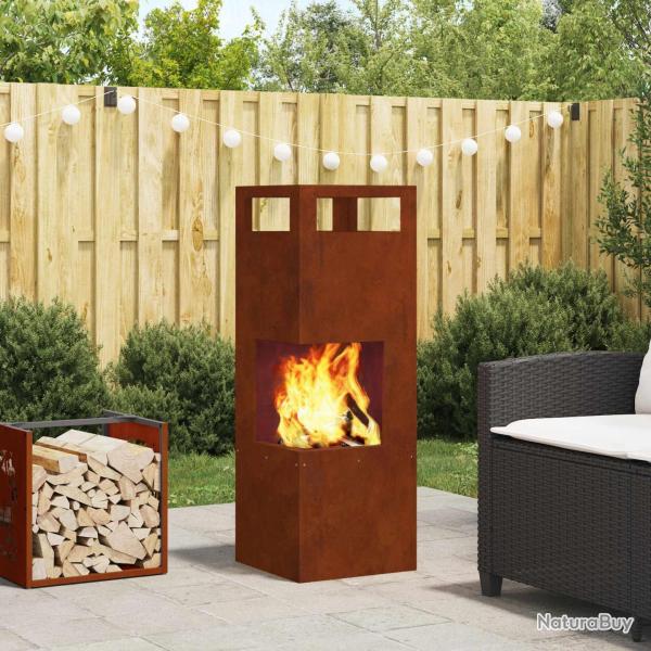 Bassin de feu Marron 35 x 35 x 100 cm Acier patin�