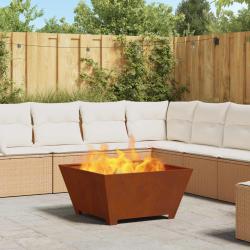 Bassin de feu Rouill&eacute; 80 x 80 x 40 cm Acier patin&eacute;