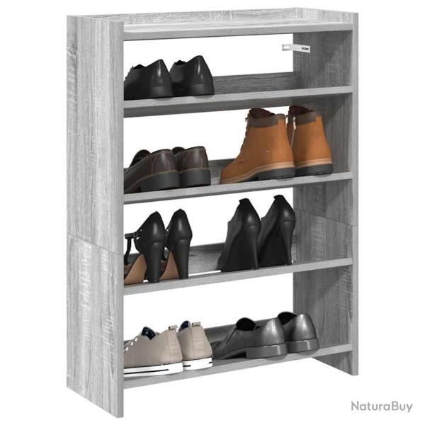 �tag�re � chaussures gris 60x25x81 cm bois d'ing�nierie