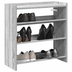 &Eacute;tag&egrave;re &agrave; chaussures gris 60x25x62 cm bois d'ing&eacute;nierie