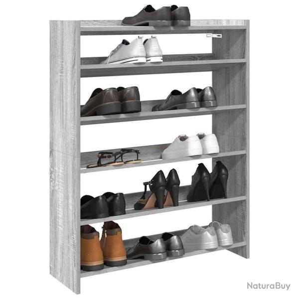 �tag�re � chaussures gris 80x25x100 cm bois d'ing�nierie
