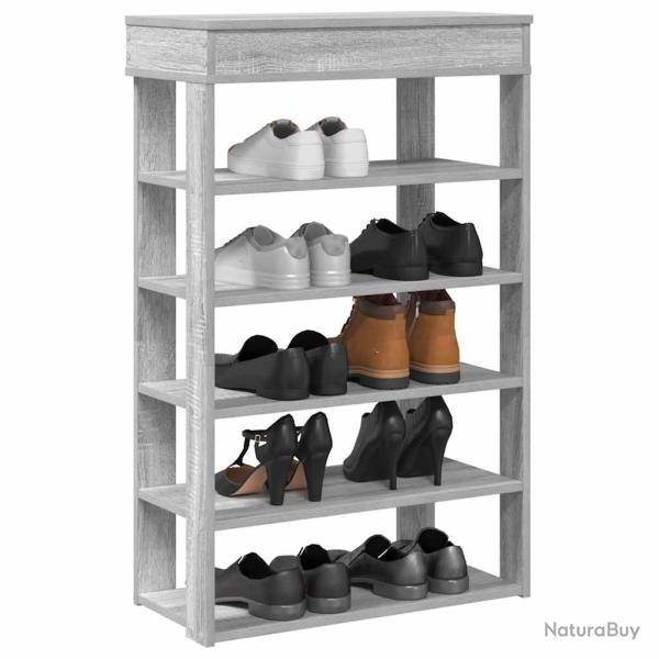 �tag�re � chaussures gris 60x30x98 cm bois d'ing�nierie