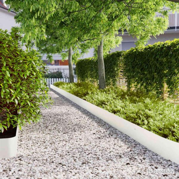 Bordures de pelouse 30 pcs blanc 20x103 cm acier lamin� � froid