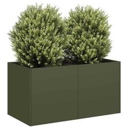 Jardini&egrave;re vert olive 80x40x40 cm acier lamin&eacute; &agrave; froid