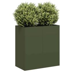 Jardini&egrave;re vert olive 80x40x80 cm acier lamin&eacute; &agrave; froid