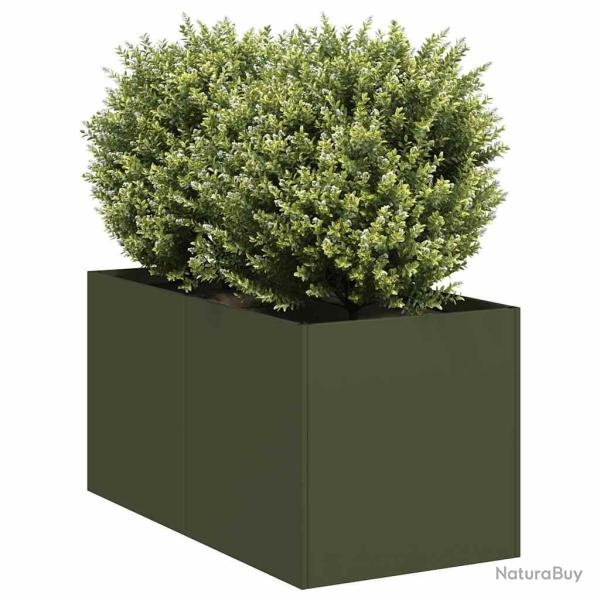 Jardini�re vert olive 40x80x40 cm acier lamin� � froid