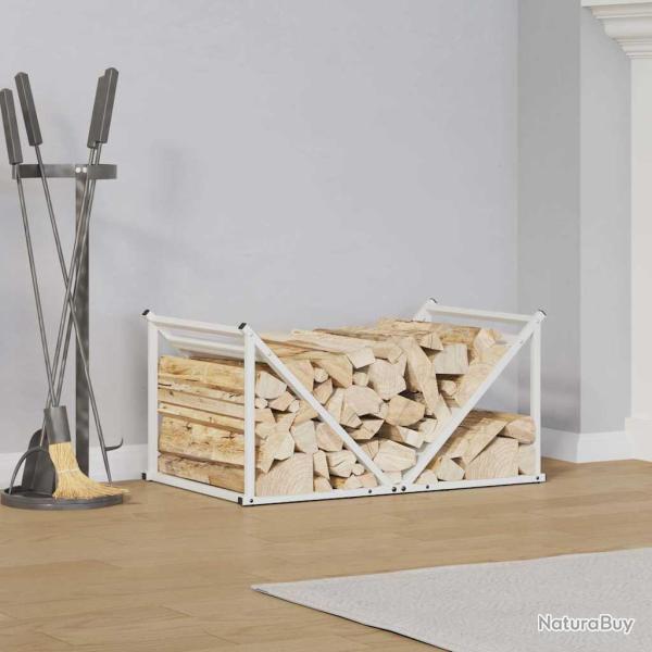 Portant de bois chauffage blanc 70x43x34,5 cm