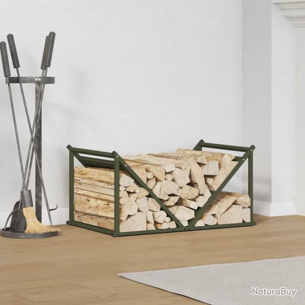 Portant de bois chauffage vert olive 70x43x34,5 cm