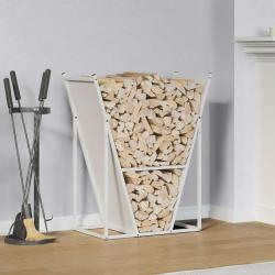 Portant de bois chauffage blanc 69,5x35x81 cm