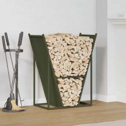 Portant de bois chauffage vert olive 69,5x35x81 cm
